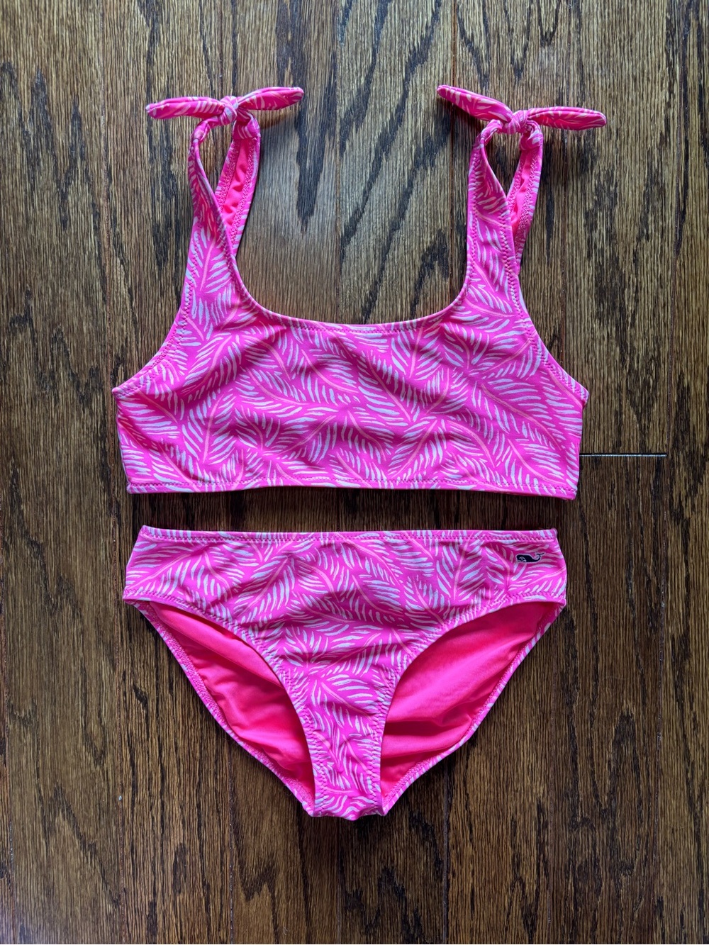 Vineyard Vines Girls' Pink Tie-Shoulder Bikini Set